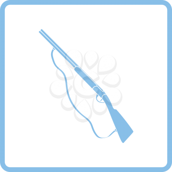 Hunt gun icon. Blue frame design. Vector illustration.