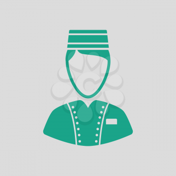 Hotel boy icon. Gray background with green. Vector illustration.