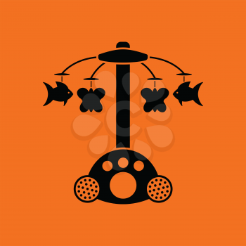 Baby carousel icon. Orange background with black. Vector illustration.