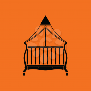 Cradle icon. Orange background with black. Vector illustration.