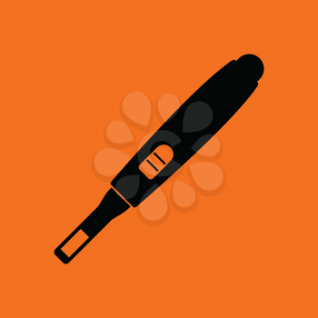 Pregnancy test icon. Orange background with black. Vector illustration.