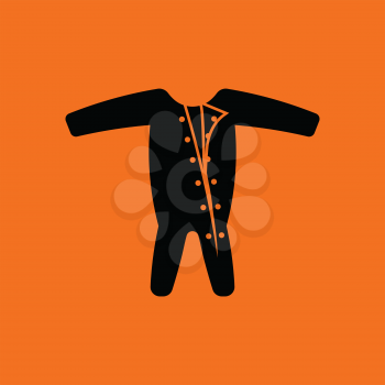 Baby onesie icon. Orange background with black. Vector illustration.