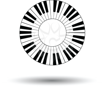 Piano circle keyboard icon. White background with shadow design. Vector illustration.