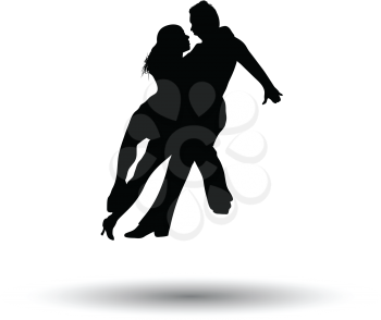 Dancing pair icon. White background with shadow design. Vector illustration.