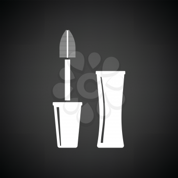 Mascara icon. Black background with white. Vector illustration.