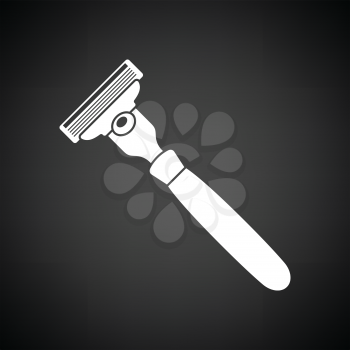 Safety razor icon. Black background with white. Vector illustration.
