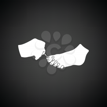 Pedicure icon. Black background with white. Vector illustration.