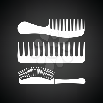 Hairbrush icon. Black background with white. Vector illustration.