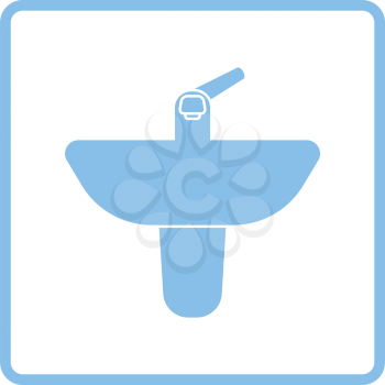 Wash basin icon. Blue frame design. Vector illustration.