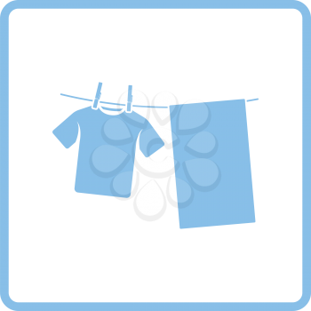 Drying linen icon. Blue frame design. Vector illustration.