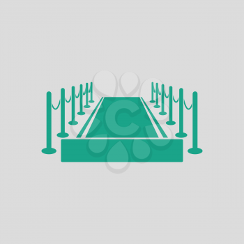 Red carpet icon. Gray background with green. Vector illustration.