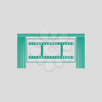 Cinema theater auditorium icon. Gray background with green. Vector illustration.