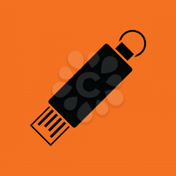 USB flash icon. Orange background with black. Vector illustration.