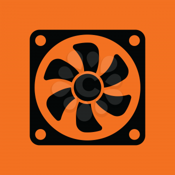 Fan icon. Orange background with black. Vector illustration.