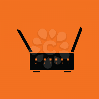 Wi-Fi router icon. Orange background with black. Vector illustration.