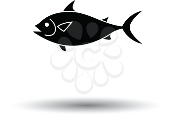 Fish icon. White background with shadow design. Vector illustration.
