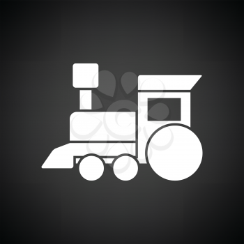Train toy ico. Black background with white. Vector illustration.