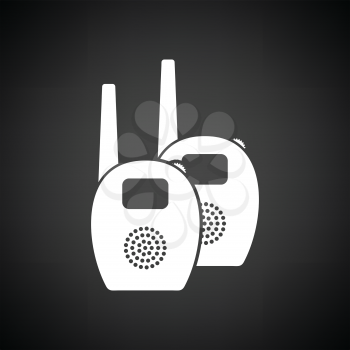 Baby radio monitor ico. Black background with white. Vector illustration.