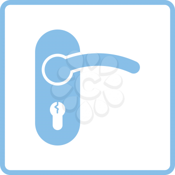 Door handle icon. Blue frame design. Vector illustration.