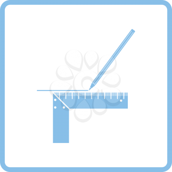 Pencil line with scale icon. Blue frame design. Vector illustration.