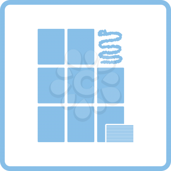 Wall tiles icon. Blue frame design. Vector illustration.