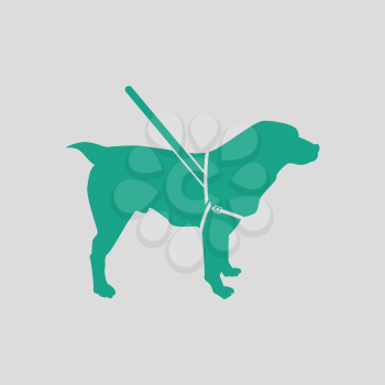 Guide dog icon. Gray background with green. Vector illustration.