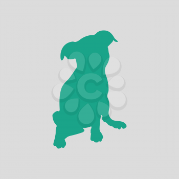 Puppy icon. Gray background with green. Vector illustration.