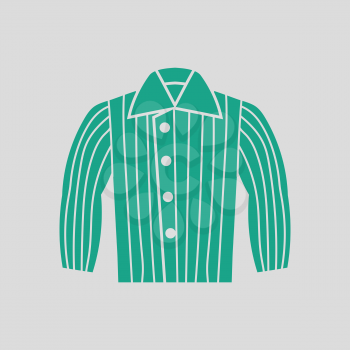 Dog trainig jacket icon. Gray background with green. Vector illustration.