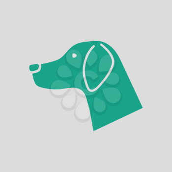 Dog head icon. Gray background with green. Vector illustration.