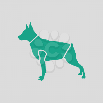 Dog cloth icon. Gray background with green. Vector illustration.
