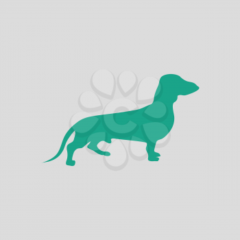 Dachshund dog icon. Gray background with green. Vector illustration.