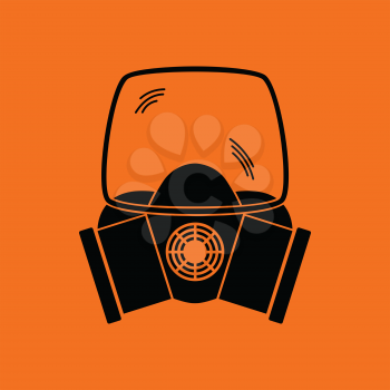 Fire mask icon. Orange background with black. Vector illustration.