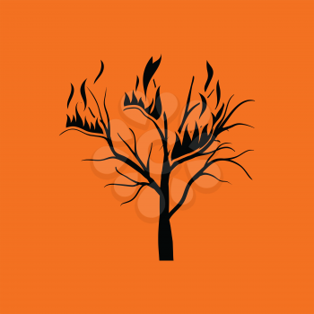 Wildfire icon. Orange background with black. Vector illustration.