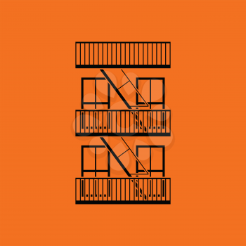 Emergency fire ladder icon. Orange background with black. Vector illustration.