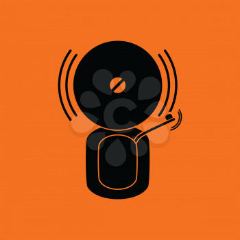 Fire alarm icon. Orange background with black. Vector illustration.