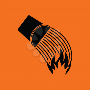 Fire bucket icon. Orange background with black. Vector illustration.
