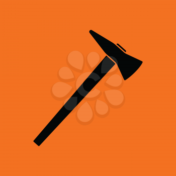 Fire axe icon. Orange background with black. Vector illustration.