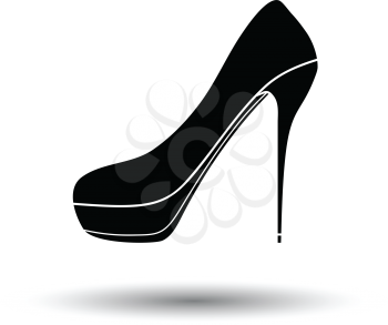 High heel shoe icon. White background with shadow design. Vector illustration.