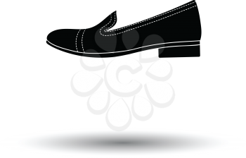 Woman low heel shoe icon. White background with shadow design. Vector illustration.