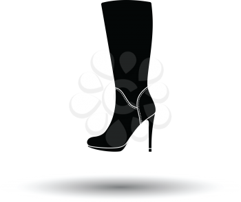 Autumn woman high heel boot icon. White background with shadow design. Vector illustration.