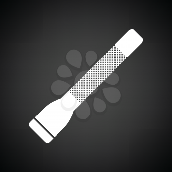 Police flashlight icon. Black background with white. Vector illustration.