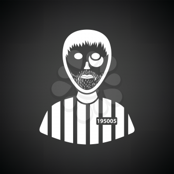 Prisoner icon. Black background with white. Vector illustration.