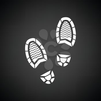 Man footprint icon. Black background with white. Vector illustration.