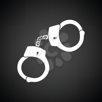 Police handcuff icon. Black background with white. Vector illustration.
