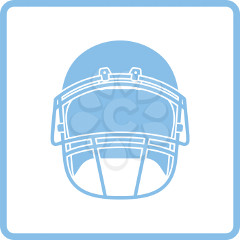 American football helmet icon. Blue frame design. Vector illustration.