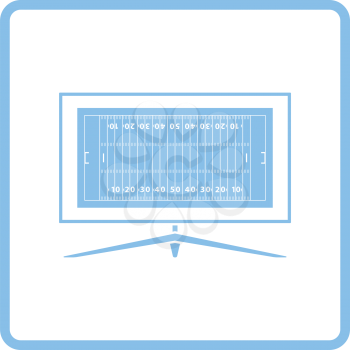 American football tv icon. Blue frame design. Vector illustration.
