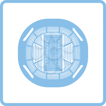 American football stadium bird's-eye view icon. Blue frame design. Vector illustration.