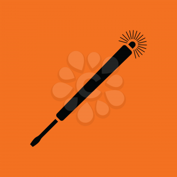 Electricity test screwdriver icon. Orange background with black. Vector illustration.