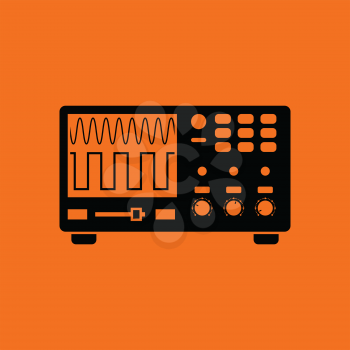 Oscilloscope icon. Orange background with black. Vector illustration.