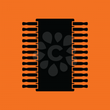 Chip icon. Orange background with black. Vector illustration.